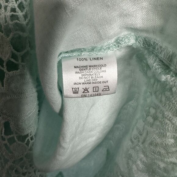 Symple NYC Women's Linen Size XL Blouse Top Lace Hem Lagonlook Beach Flowy Boho - Picture 6 of 11